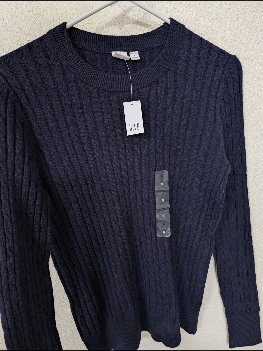 GAP Women's Navy Cable-Textured Crewneck Sweater